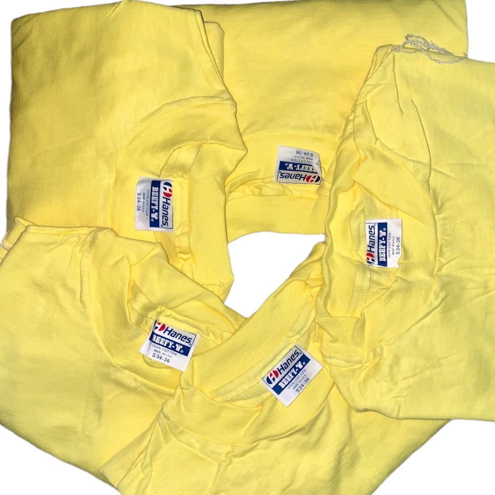 (Deadstock) Vintage 1980s Hanes Beefy T Blank Pocket T-Shirts